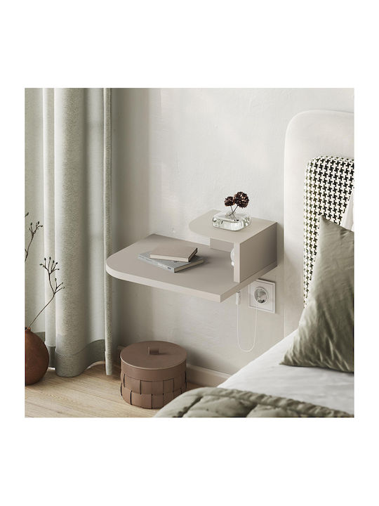 Luno Wooden Bedside Table with Metal Legs Ecru 40x30x16.2cm
