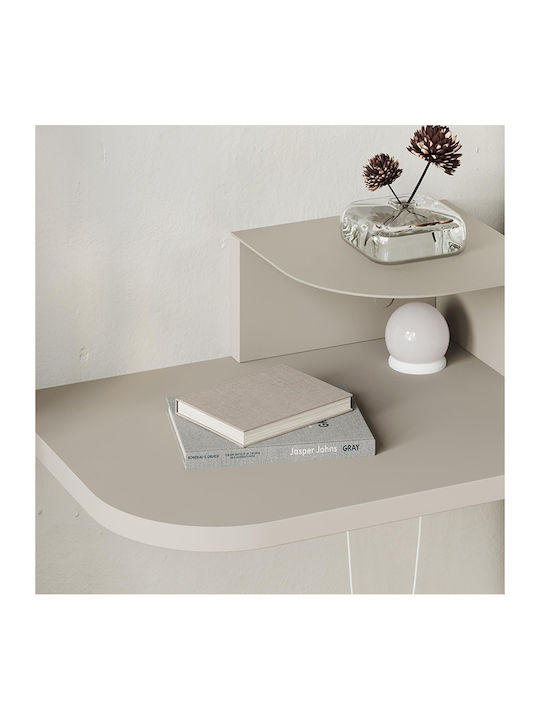 Luno Wooden Bedside Table with Metal Legs Ecru 40x30x16.2cm