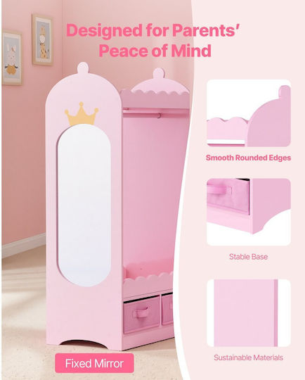 Vevor Kids Multi Hook Wooden Pink