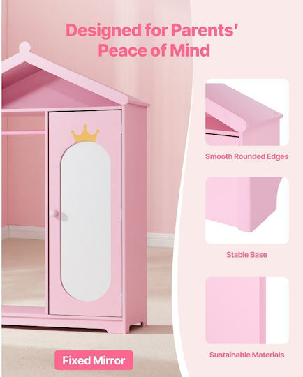 Vevor Kids Multi Hook Wooden Pink 62x20cm
