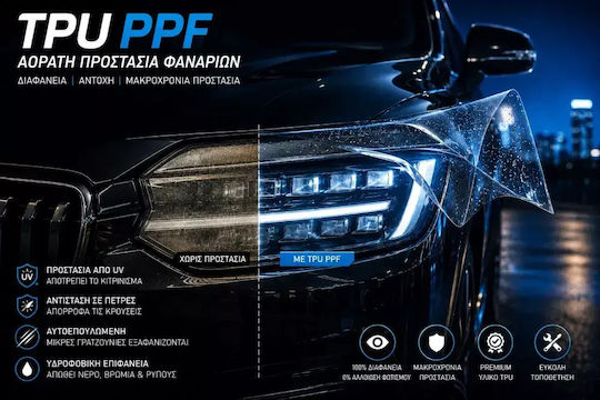 Tpu Ppf Διάφανη Προστατευτική Μεμβράνη Φαναριών Αυτοκινήτου Υψηλής Διαφάνειας – Αυτοεπουλούμενη Αντιχαρακτική Προστασία 60x60cm Tc-507
