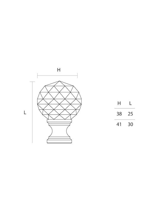 Convex 105 Πόμολο Επίπλου από Κρύσταλλο Όρο Φ30mm 105-30S16S26