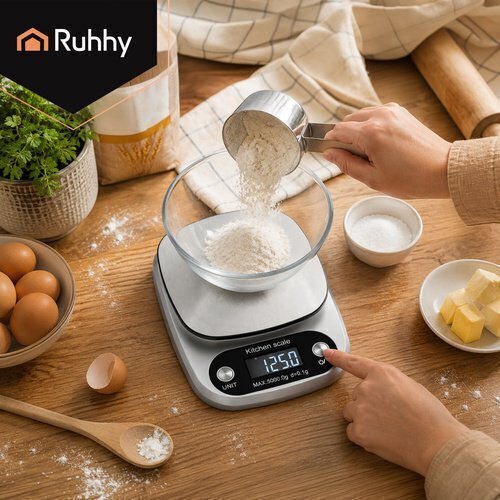 Ruhhy Digital Kitchen Scale with Bucket up to 5kg Grey