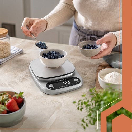 Ruhhy Digital Kitchen Scale with Bucket up to 5kg Grey