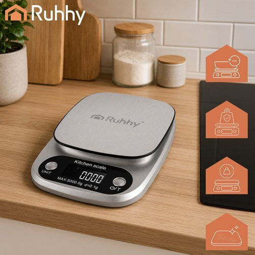 Ruhhy Digital Kitchen Scale with Bucket up to 5kg Grey