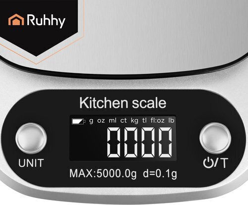 Ruhhy Digital Kitchen Scale with Bucket up to 5kg Grey