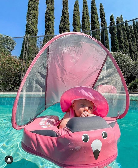 Mambobaby Baby Schwimmtrainer mit Länge 31cm und Sonnenschutz für 6 Monate bis 2 Jahre Rosa Flamingo