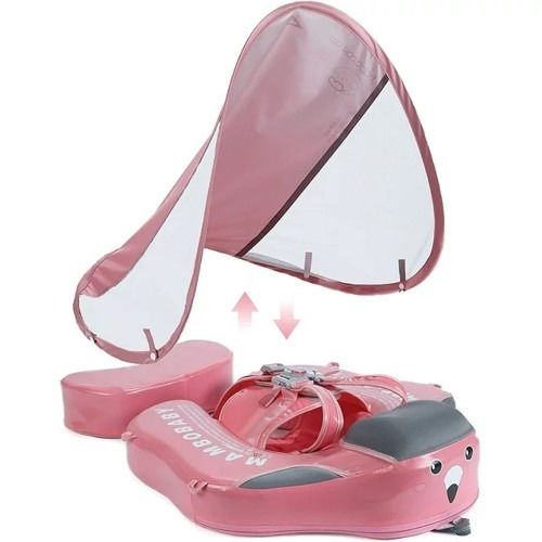 Mambobaby Baby Schwimmtrainer mit Länge 31cm und Sonnenschutz für 6 Monate bis 2 Jahre Rosa Flamingo