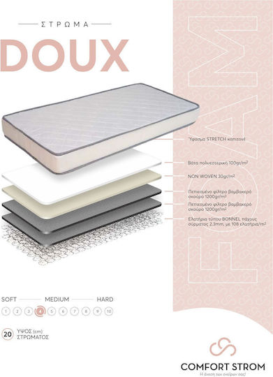 Comfort Strom Doux Einzeln Orthopädisch Matratze 90x190x20cm mit Bonell-Federn