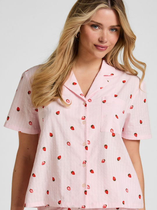Hunkemöller Summer Women's Pyjama Blouse Woven Strawberry