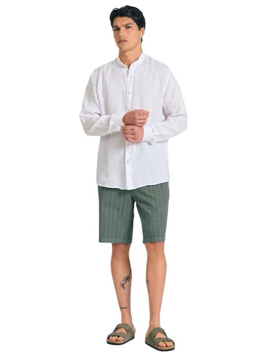 Long-sleeved Linen Shirt White