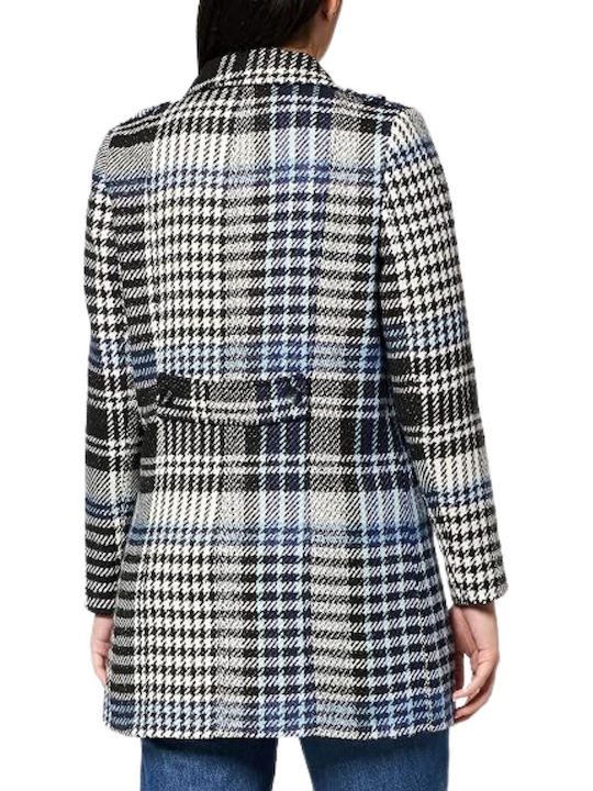 Women's Coat Naf Naf Amalia Double-breasted Plaid Wool Blend M