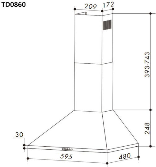 Telemax TD0860 Chimney Hood 60cm Black