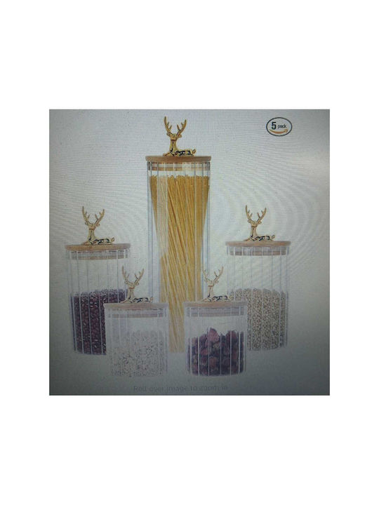 SteweHome Set of 2 Pieces Glass White Cereal Jars with Airtight Lid 600ml