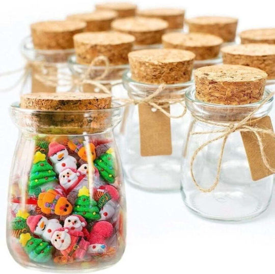 SteweHome Set of 3 General Use Glass Orange Jars with Cork 150ml