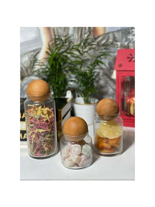 SteweHome Set of 3 General Use Glass Orange Jars with Lid