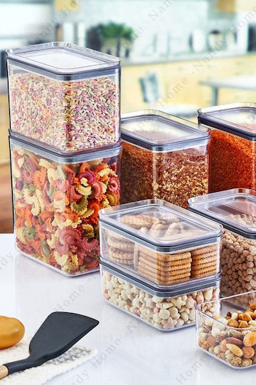 SteweHome Set 3 Stück Lebensmittelgläser Allgemeine Verwendung mit Kunststoffdeckel Orange 1750ml