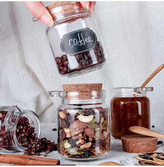 SteweHome Set of 2 General Use Glass White Jars with Cork 250ml