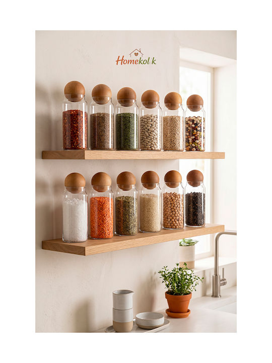 SteweHome Set of 12 General Use Glass Brown Jars with Cork 1300ml
