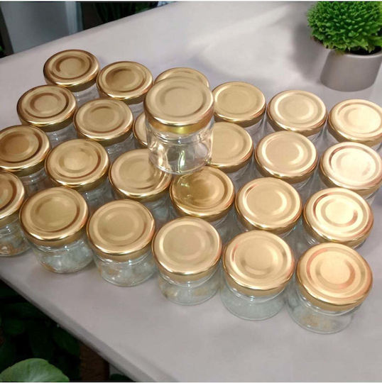 SteweHome Set of 25 General Use Glass Jars with Orange Lid 4.3x4.3cm