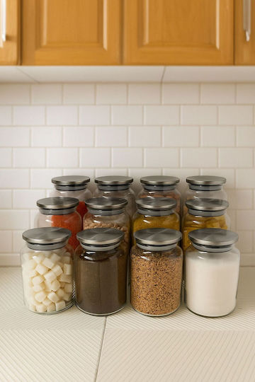 SteweHome Set of 12 General Use Transparent Food Jars with Metallic Lid 1300ml