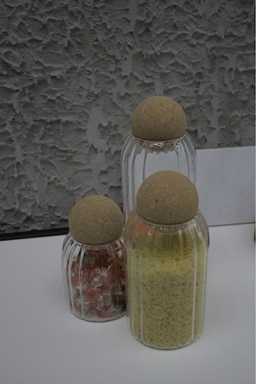 SteweHome Set of 3 General Use Glass Jars with Cork 1000ml