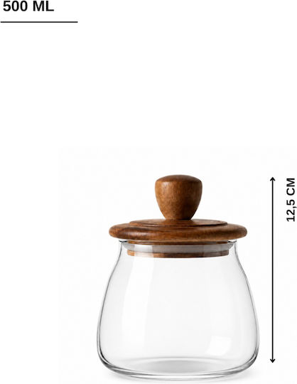 SteweHome Set 3 Stück Lebensmittelgläser für Kaffee / Tee mit Holzdeckel Transparent 500ml