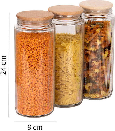 SteweHome Set of 6 General Use Glass Brown Jars with Lid 1500ml