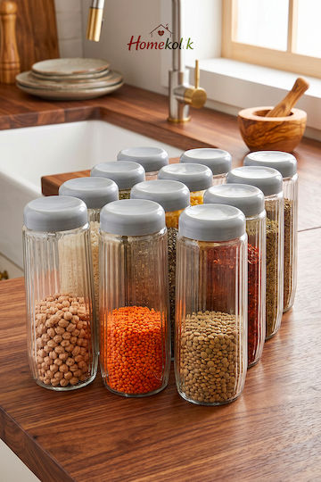 SteweHome Set of 12 General Use Jars with Airtight Lid Glass 1500ml