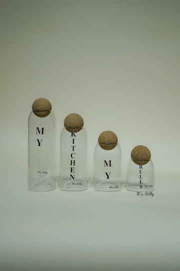 SteweHome Set of 4 General Use Glass White Jars with Cork 1350ml