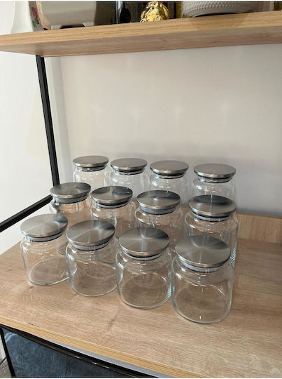 SteweHome Set of 12 General Use Jars with Metallic Lid 500ml