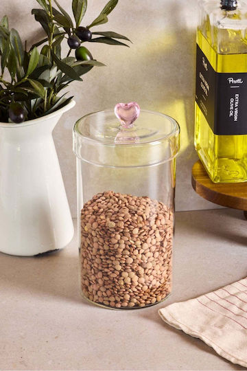 SteweHome Glass Transparent Jar for Pasta Coffee with Lid 1150ml