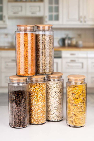 SteweHome Set of 12 General Use Glass Brown Jars with Lid 1500ml