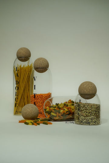 SteweHome Set of 4 General Use Glass White Jars with Cork 1350ml