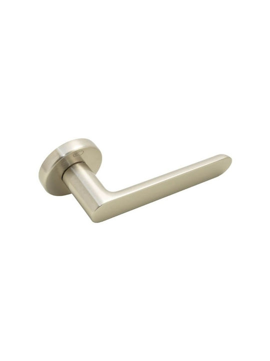 Convex Front Door Lever With Rosette 1905 Pair With Mouthpiece Matt Nickel