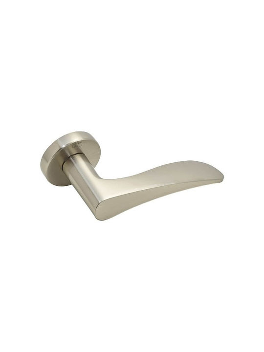 Convex Front Door Lever With Rosette Pair With Mouthpiece Matte Nickel