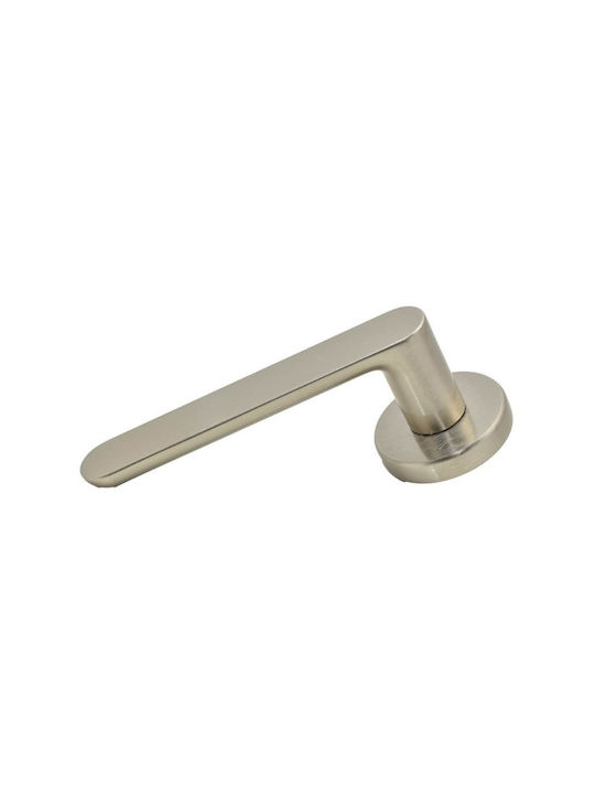 Convex Front Door Lever With Rosette 1905 Pair With Mouthpiece Matt Nickel