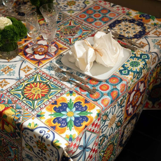 Tessitura Toscana Telerie Τραπεζομάντηλο Βαμβακερό Tablecloth Camastra Πορτοκαλί 170x360εκ.