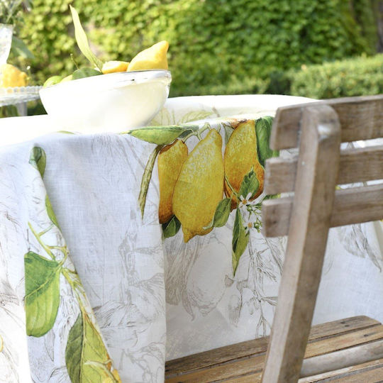 Tessitura Toscana Telerie Τραπεζομάντηλο Λινό Linen Tablecloth Limoncello Λευκό 170x170εκ.