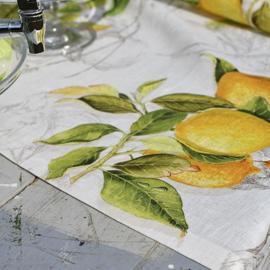 Tessitura Toscana Telerie Τραπεζομάντηλο Λινό Linen Tablecloth Limoncello Λευκό 170x170εκ.