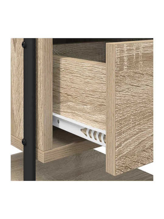 Wooden Bedside Tables With Metal Legs Beige 2 Pieces 35x36.5x47cm