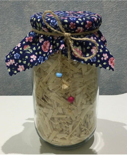 Stewehome Set Of Fabric Jar Lid Covers With Cord Tie Beads White