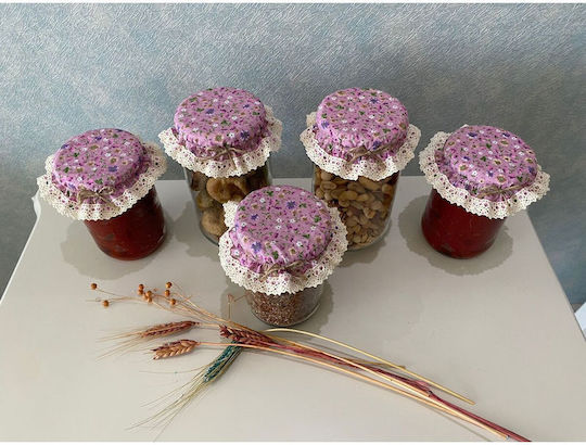 Stewehome Set Of 5 Pieces Elastic Jar Food Covers Pink Flowers Pink