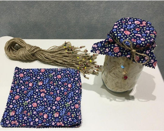 Stewehome Set Of Fabric Jar Lid Covers With Cord Tie Beads White
