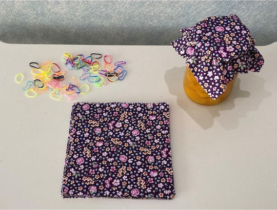 Stewehome Set Of 25 Pieces Fabric Covers For Jar Lids Flowers Multicolored Elastic Tying Bands Purple