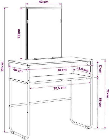 Wooden Grey Desk 81x40x131cm