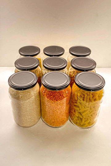 SteweHome Ste-041513-P41513 Spice Jars Glass Black 9 Pieces