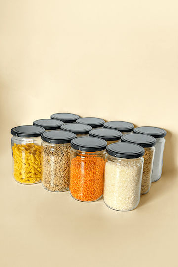SteweHome Ste-041484-P41484 Spice Jars Glass Black 12 Pieces