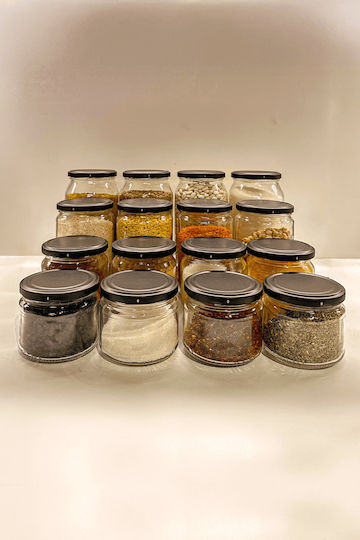 SteweHome Glass Spice Jars Black 12 Pieces