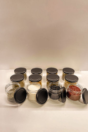 SteweHome Ste-041417-P41417 Spice Jars Glass Black 12 Pieces